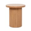 Kenzie - Fluted Pillar Round Accent Side Table - Light Natural Brown - Image 8