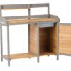 Outdoor Potting - Bench, Workstation Table With Cabinet For Backyard Garden Supplies - Brown / Gray - Image 13