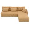 Modern L-Shaped Corduroy Sofa With Reversible Chaise, 4 Seat Upholstered Sectional Indoor Furniture, Convertible Sleeper Couch With Pillows - Light Brown - Image 2