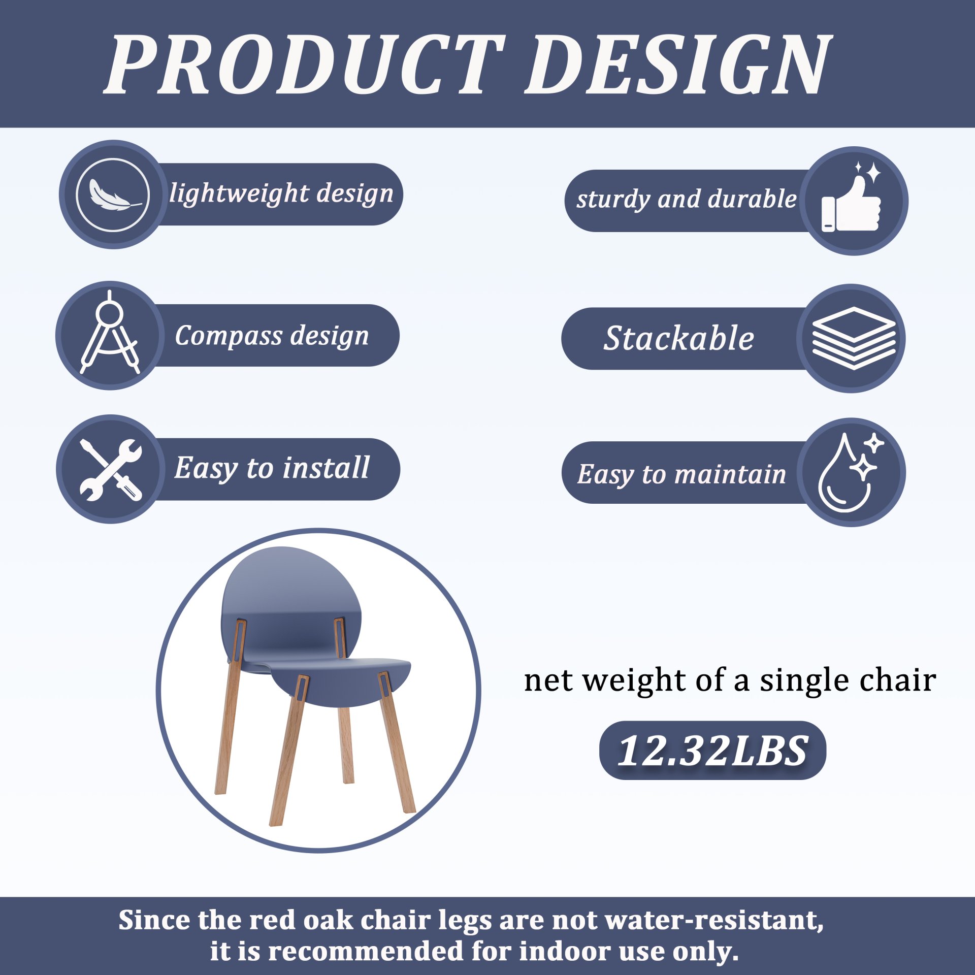 4 Piece Set Of Single Chairs With Table - Grey / Blue / White - Image 8