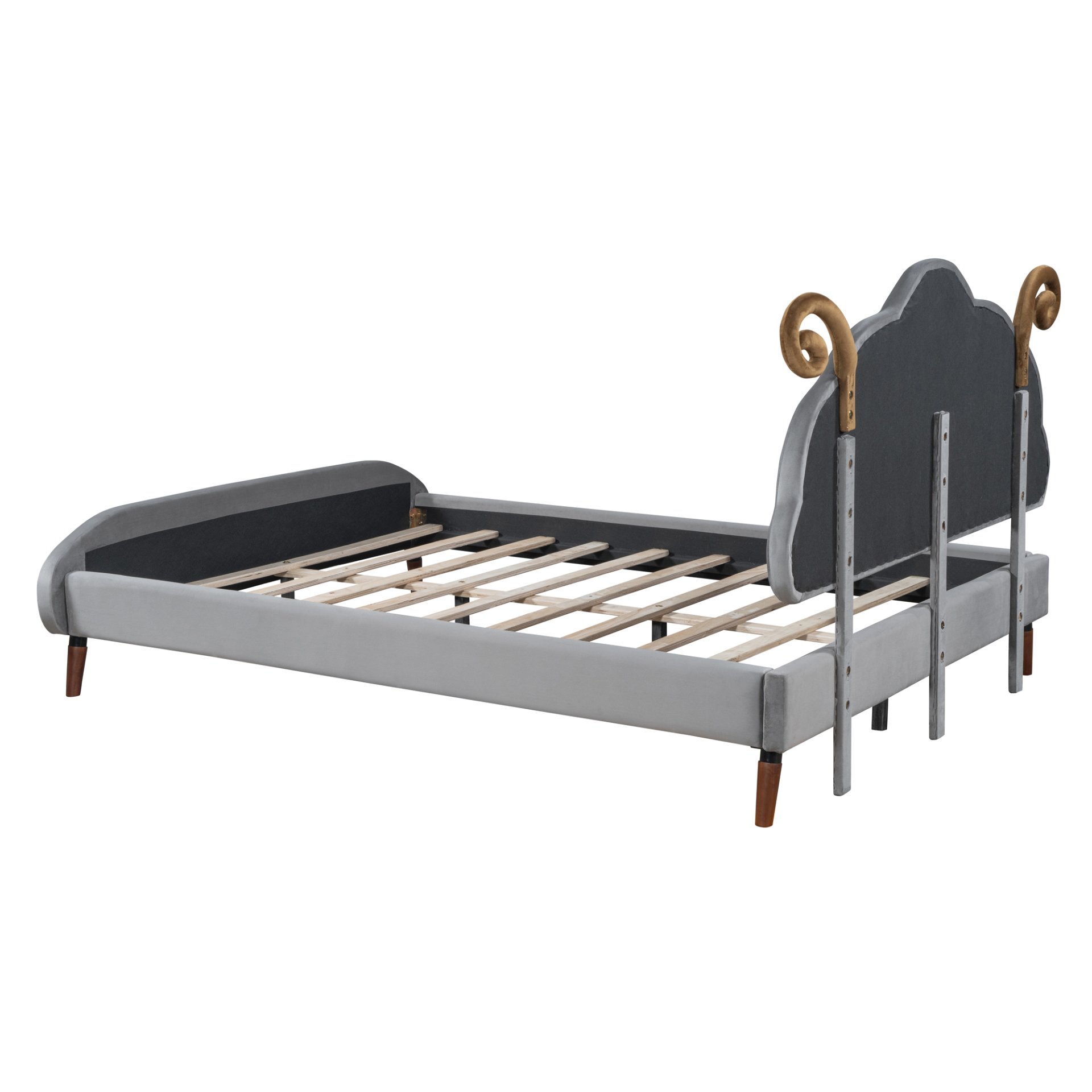 Full Size Upholstered Platform Bed With Sheep Shaped Headboard - Gray - Image 7