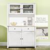 Homcom - 63.5" Kitchen Buffet With Hutch, Pantry Storage Cabinet With 4 Shelves, Drawers, Framed Glass Doors, Open Microwave Countertop - Antique White - Image 6