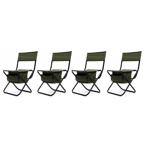 4 Piece Folding Outdoor Chair With Storage Bag, Portable For Camping, Picnics, Fishing - Green