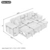 Modern L-Shape 3 Seat Reversible Sectional Couch, Pull Out Sleeper Sofa With Storage Chaise And 2 Stools For Living Room Furniture Set - Cream - Image 2