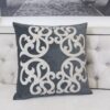 Dora - Vintage Vine Pillow Cover With Matching Back - Grey - Image 3