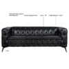 Square Arm Removable Cushion 3 Seater Sofa - Black - Image 11