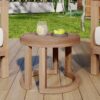 Outdoor Acacia Wood Side Table, Solid Side Table For Patio, Pool, Porch - Brown Wash - Image 5