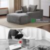 Oversized Chaise Lounge Chair Cozy Cloud Couch, Plush Corduroy Upholstered Sleeper Sofa Daybed With 3 Throw Pillows And Wide Armrest For Living Room - Gray - Image 8