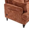 Modern Style Chenille 2 Seater Sofa With LED Light, USB Charging Port & Storage Bag - Orange - Image 20