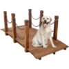 Wooden Arc Footbridge With Chain Railings For Backyard Creek Stained 5 Ft - Brown - Image 10