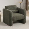 Modern Accent Chair Lambskin Sherpa Upholstered Comfy Reading Arm Chair Soft Padded Armchair With Back And Pillow For Living Room - Seaweed Green - Image 4