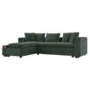 Elegant Chenille L Shaped Sofa With Wooden Storage Compartment - Green - Image 9