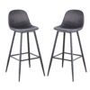 Bar Stools (Set of 2) Velvet Barstool Modern Counter Bar Height Chair With Back, Sturdy Metal Legs & Footrests, Island Stool For Kitchen Bar - Dark Gray - Image 11
