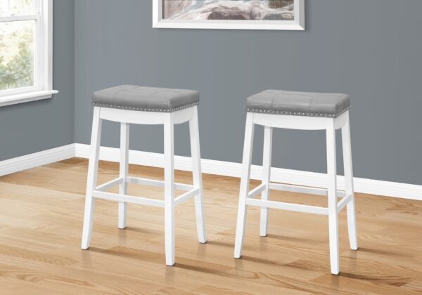 Bar Stool, Bar Height, Saddle Seat, Transitional (Set of 2) - White