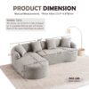Compression Sofa: Combining Chaise Longue With 3 Seater, Wood Grain Chenille Fabric, Full Sponge Compression Sofa, Combined Sofa With 4 Pillows For Living / Home Furniture / Apartment - Gray - Image 2