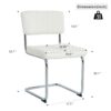 Modern Simple Light Luxury Dining Chair Set With Metal Legs, Teddy Fabric, Bow Design (Set of 4) - White - Image 3