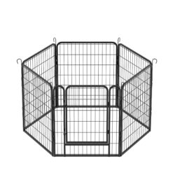 53.94" 6 Panels Heavy Duty Metal Playpen With Door, Dog Fence Pet Exercise Pen For Outdoor, Indoor - Black