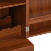 Home Bar Cabinet, Industrial Rattan Door Fold Out Bar Cabinet With Storage Bar Table - Walnut - Image 25