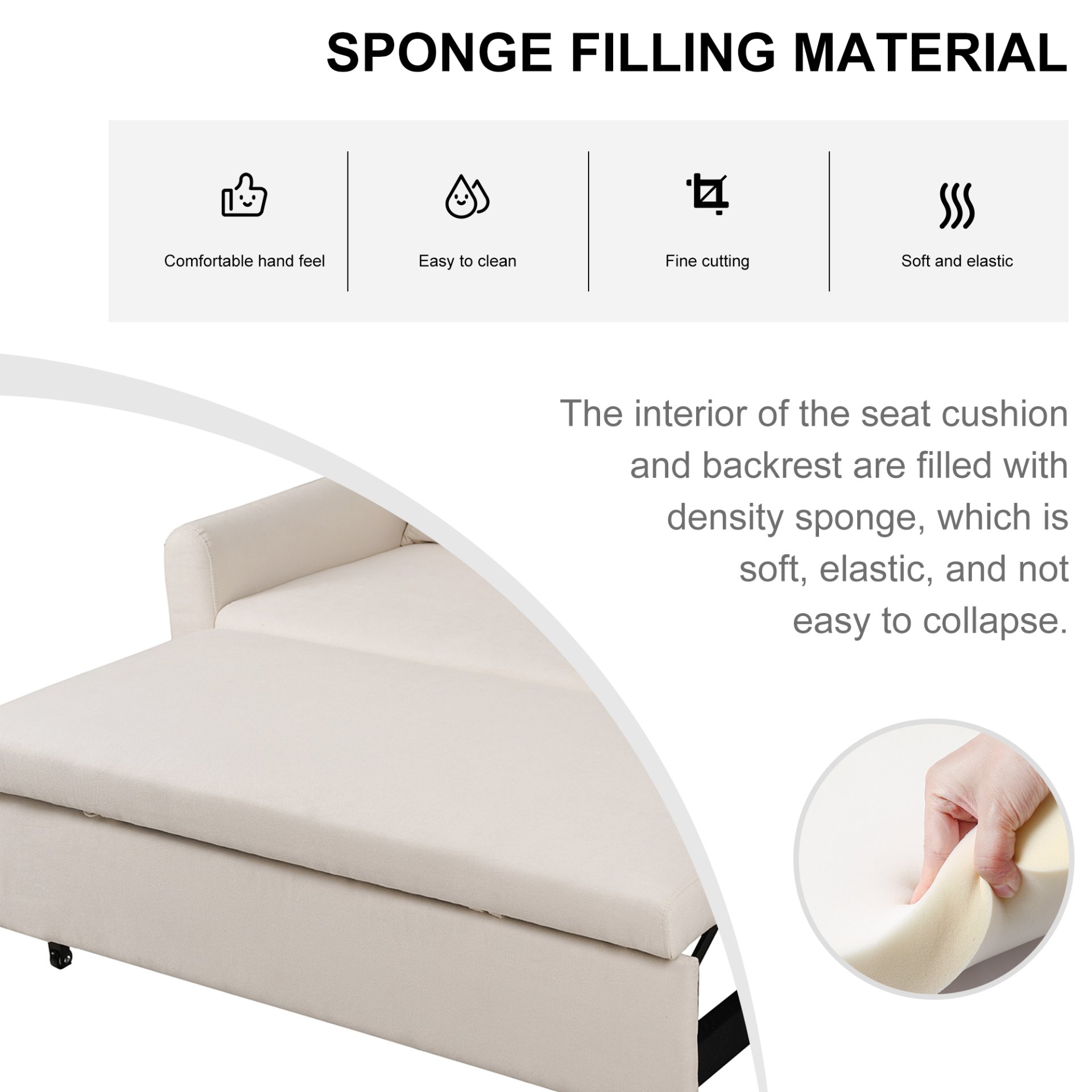 Balus - Extra Large 2 In 1 Sofa Bed With Storage Bag, Adjustable Backrest And Cushions - Beige - Image 7