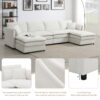 Chenille Modular Sectional Sofa, U Shaped Cloud Couch Set With Double Cushions, 6 Seat Sleeper Sofa Bed With Ottomans, Oversized Indoor Furniture - Cream - Image 16