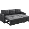 Mabel - Woven Fabric Sleeper Sectional With Cupholder, USB Charging Port nd Pocket - Dark Gray - Image 2