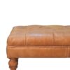 Buffalo - Leather Ottoman With Castor Legs - Tan - Image 6