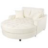 Chaise Lounge Sofa Bed With Tufted Seat And Detachable Pillows Chenille - Beige - Image 10