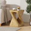 Mgo Twist Shape Side Table With Wood - Like Texture - Natural - Image 2
