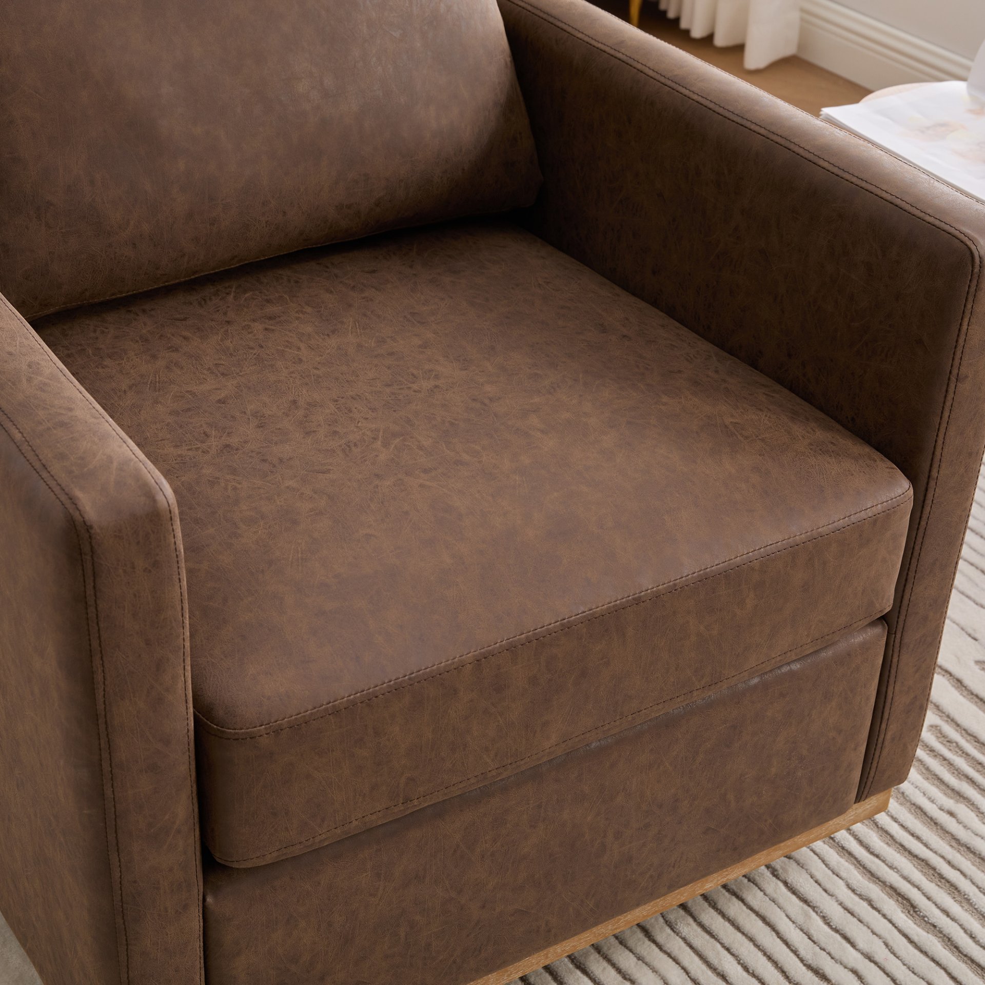 Modern 360 Degree Swivel Accent Chair CoffeeUpholstery - Coffee - Image 11