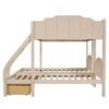 Full Over Twin & Twin Triple Bunk Bed With Drawers And Guardrails - Beige - Image 4