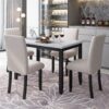 5 Piece Dining Set Table With 4 Thicken Cushion Dining Chairs - White / Beige / Black - Image 4