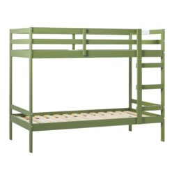Modern Simple Solid Wood Twin Over Twin Bunk Bed - Olive Green