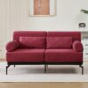 Modern Loveseat Sofa 59" Sofa Couch 2 Seater With USB Ports, Unique Cylindrical Armrests - Red - Image 6