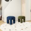 Hugo - Round Fully Upholstered Ottoman - Cerulean Blue - Image 5