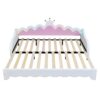 Twin Extending Daybed With LED Lights, Modern Upholstered Princess Daybed With Crown Headboard - White - Image 8