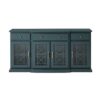 Classic Fretwork Detailed Glass Door Sideboard - Dark Teal - Image 3