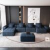 Modern Oversized Modular Sectional Sofa, Sparkling Chenille Fabric Soft Cushion Sofa With 8 Pillows, 8 Pieces Diy Combination Tufted Sofa, No Assembly Required - Blue - Image 13
