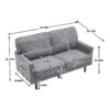 Mid Century Modern Loveseat Sofa, 2 Seater With USB & Removable Pillow Cover - Gray - Image 3