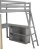 Full Size Loft Bed With Ladder, Shelves, And Desk - Gray - Image 9