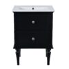 Bathroom Vanity Cabinet With Ceramic Sink Combo Set, Frame Modern Bathroom Storage Cabinet With 2 Drawers - Black - Image 10