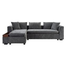 Modern L Shaped Sectional Sofa With Storage Chenille, Upholstered Couch - Gray