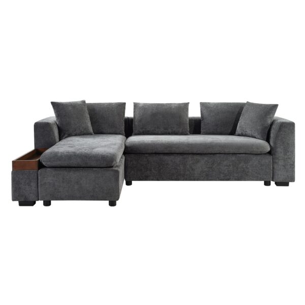 Modern L Shaped Sectional Sofa With Storage Chenille, Upholstered Couch - Gray