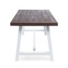 Outdoor Sandblast Acacia Wood Dining Table With Rustic Metal Frame, Weather Resistant - Brown White - Image 8