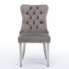 Nikki - Modern, High-End Tufted Solid Wood Contemporary Velvet Upholstered Dining Chair With Chrome Stainless Steel Plating Legs, Nailhead Trim (Set of 2) - Gray / Chrome - Image 2