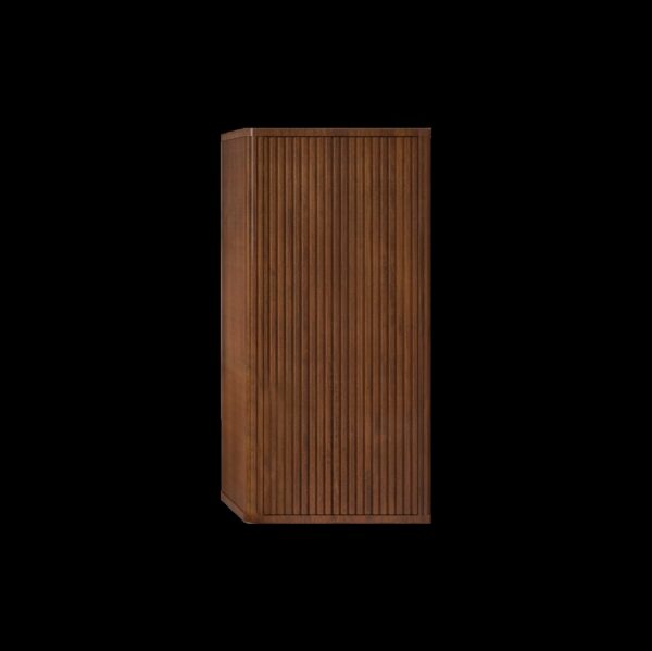 Striped Walnut Bathroom Floating Side Cabinet, Wall-Mounted Storage Cabinet For Small Spaces - Walnut