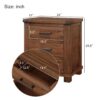 Rustic Farmhouse Nightstand (Set of 2) With 3 Drawers - Natural - Image 3