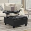 Harrison - Small Square Coffee Table Storage Ottoman - Distressed Black - Image 4