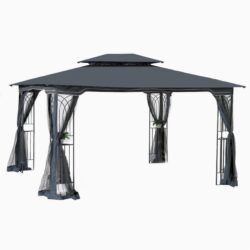13 0 Outdoor Patio Gazebo Canopy Tent With Ventilated Double Roof And Mosquito Net (Detachable Mesh Screen On All Sides) Suitable For Lawn Garden Backyard And Deck Top - Gray