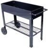 Elevated Mobile Raised Ergonomic Metal Planter Garden Bed With Wheels Powder Coated Steel - Black - Image 2