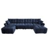 Stylish 4 Seater Sofa Set With Ottomans Frame - Premium Blue - Image 18